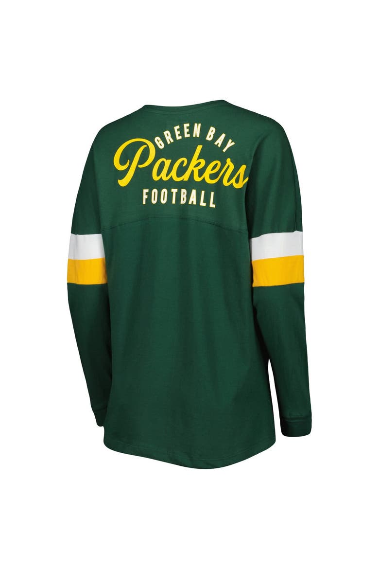 Women's New Era  Green Green Bay Packers Athletic Varsity Lightweight Lace-Up Long Sleeve T-Shirt, Alternate, color, Green