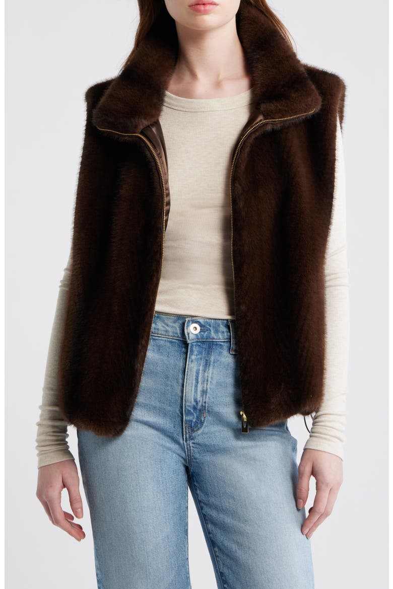Faux Fur Vest, Main, color, CHOCOLATE