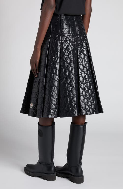 Moncler Onion Quilted Pleated A-line Skirt In Black