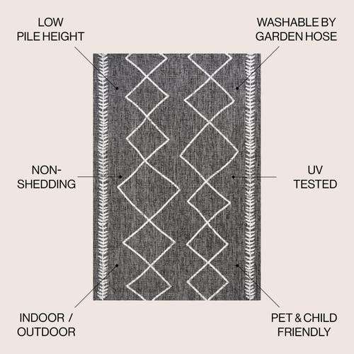 Jonathan Y Derya Diamond Trellis Indoor/outdoor Area Rug In Black/ivory