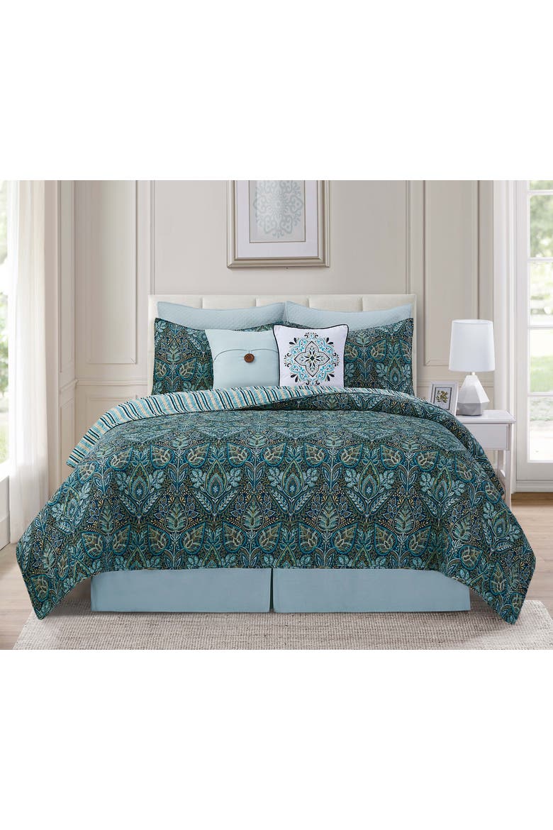 Bailey Blue Quilt Bedding Collection, Alternate, color, Green