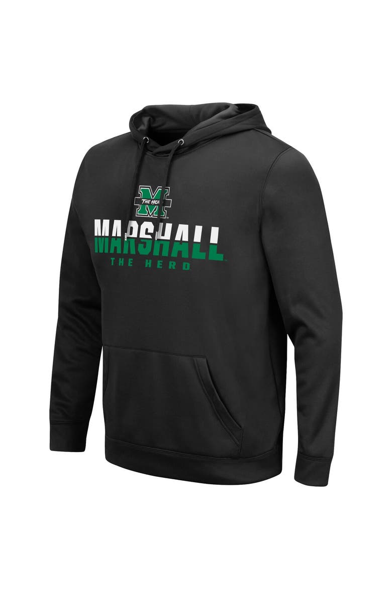 Men's Colosseum Black Marshall Thundering Herd Lantern Pullover Hoodie, Alternate, color, Black