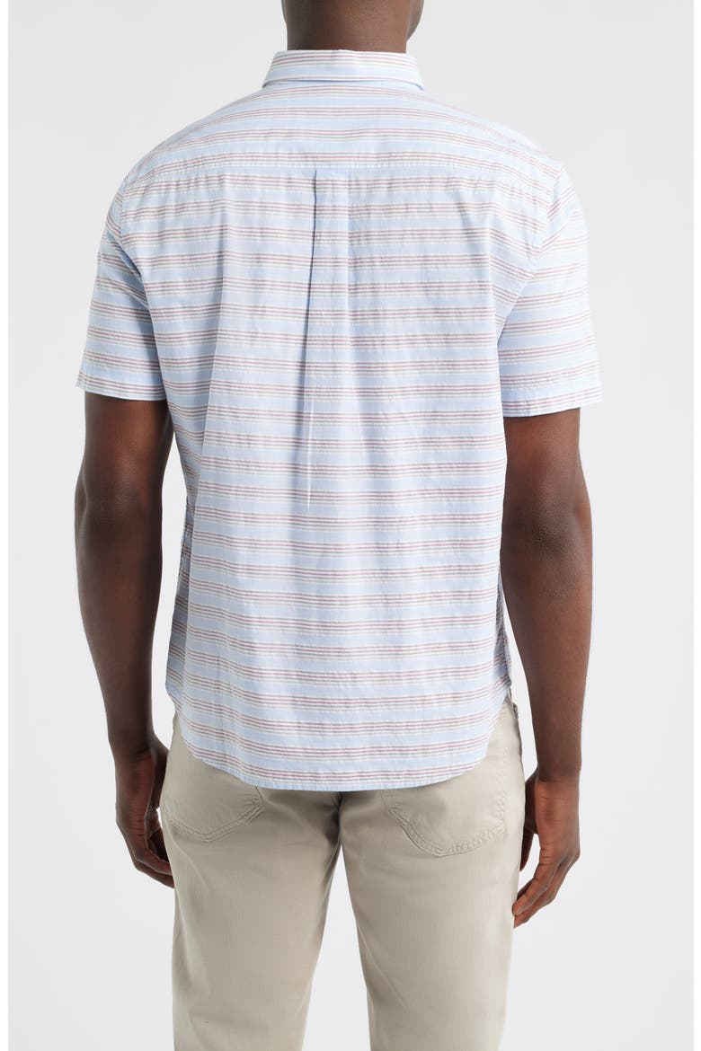 Leander Stripe Short Sleeve Button-Up Shirt, Alternate, color, GULF BLUE