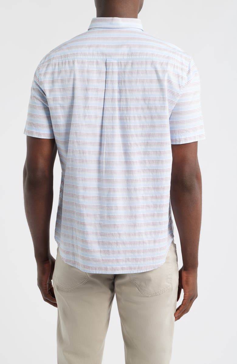 johnnie-O Leander Stripe Short Sleeve Button-Up Shirt, Alternate, color, Gulf Blue