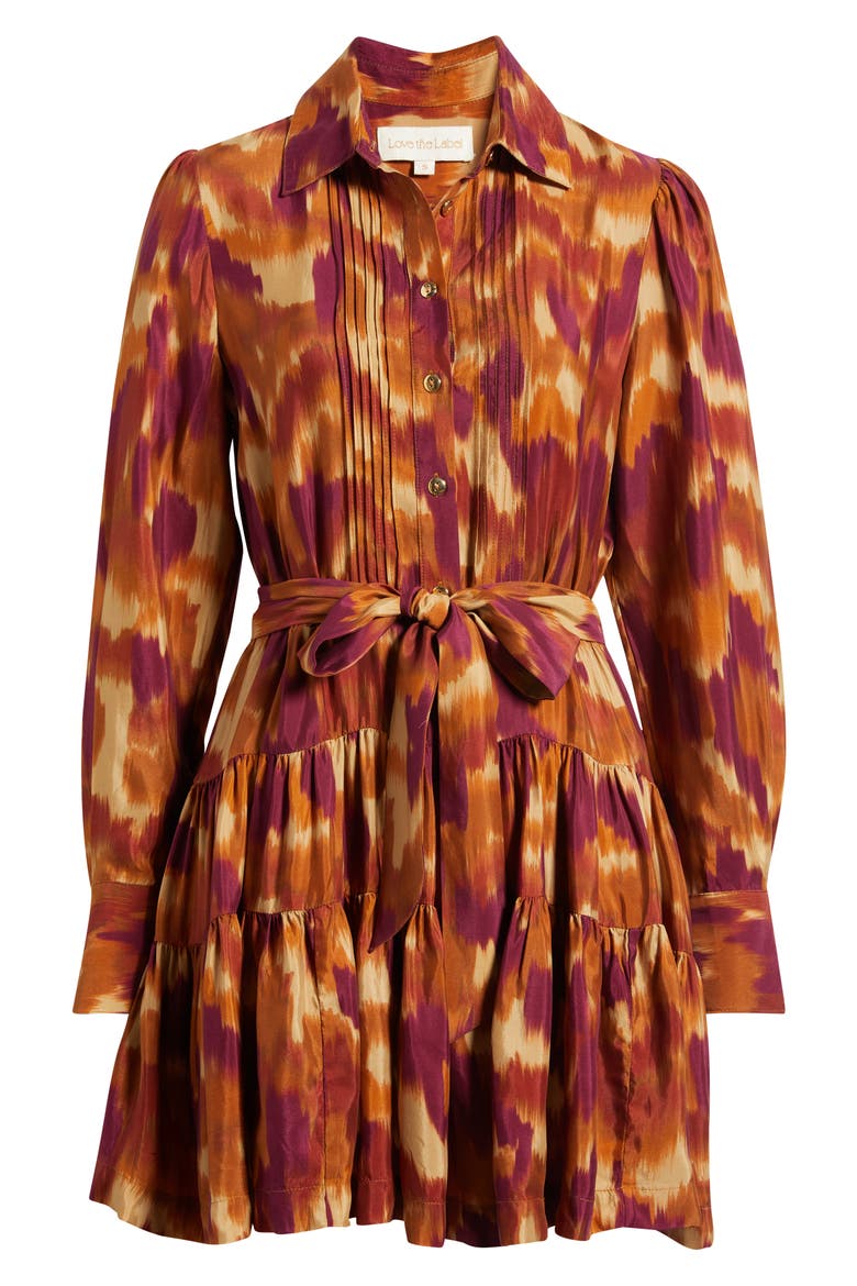 Kay Print Minidress, Main, color, AMBER BRUSH PRINT