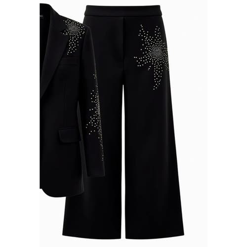 Akalia Cicy Shinning Starry Diamonds Blazer In Black