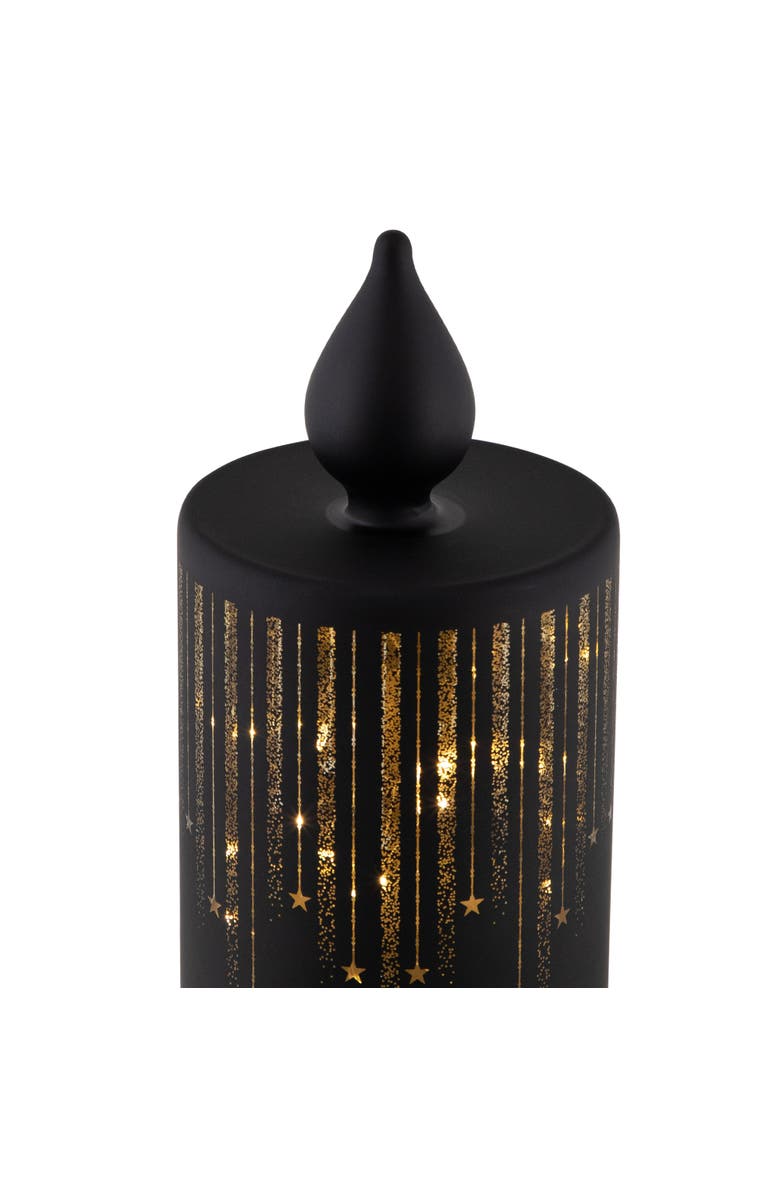 Northlight LED Lighted Glass Candle with Stars Christmas Decoration - 8" - Small, Alternate, color, Black