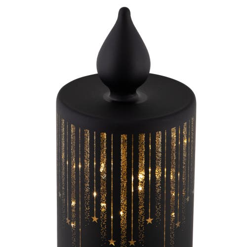 Northlight Led Lighted Glass Candle With Stars Christmas Decoration In Black