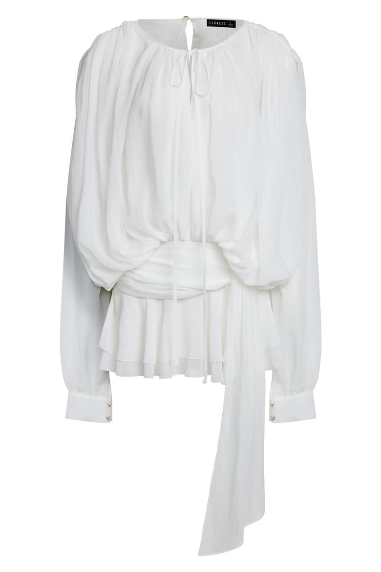 Elements Long Sleeve Chiffon Minidress, Alternate, color, MOONLIGHT