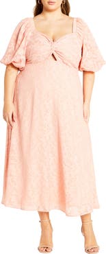 City Chic Inez Floral Cutout Puff Sleeve Dress