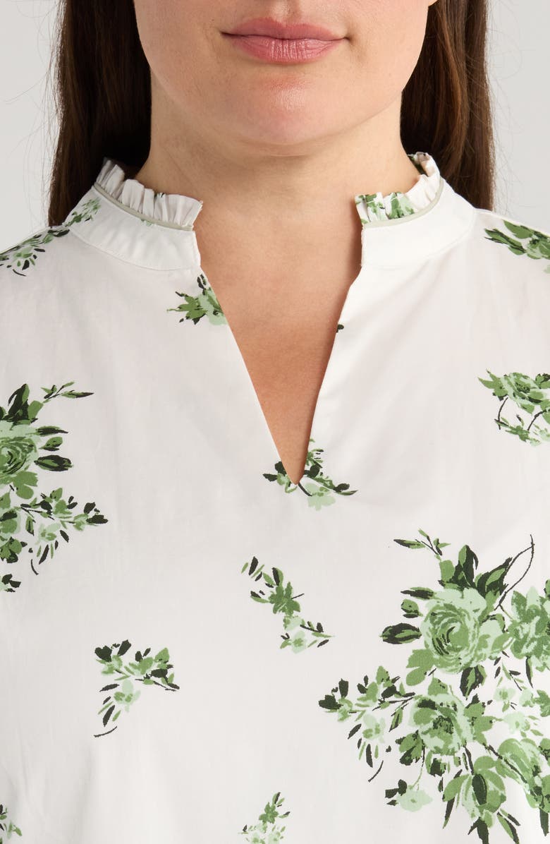 SUGARLIPS Ria Floral Candace Cotton Tiered Dress, Alternate, color, White/ Sage/ Emerald