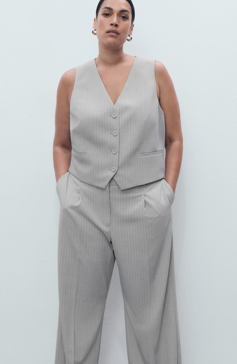 MANGO Pinstripe Suit Pants, Alternate, color, Grey