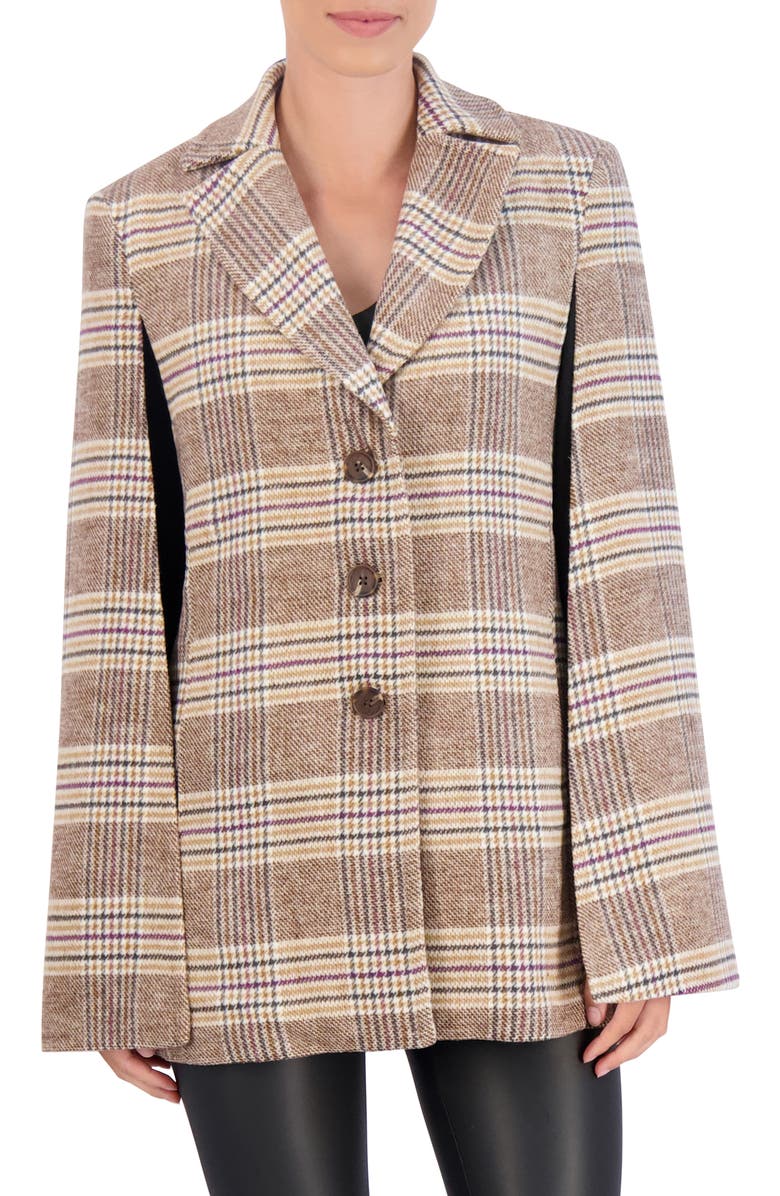 Ookie & Lala Plaid Cape Coat, Main, color, 