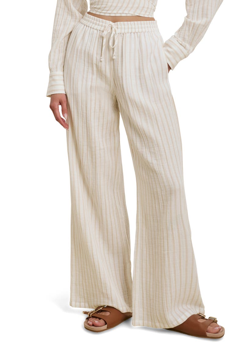 The Slip It On Wide Leg Pants, Main, color, LIGHT KHAKI STRIPE