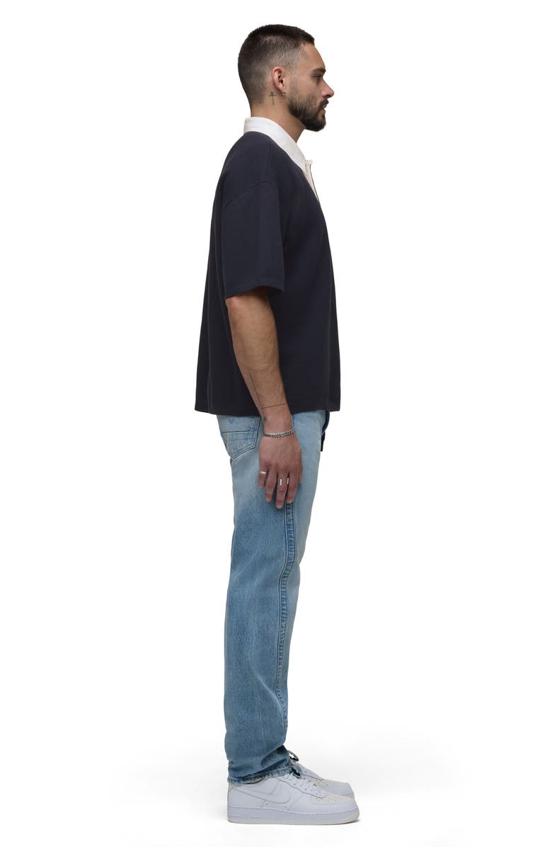 Hudson Jeans Contrast Collar Cotton & Cashmere Polo, Alternate, color, Fleet