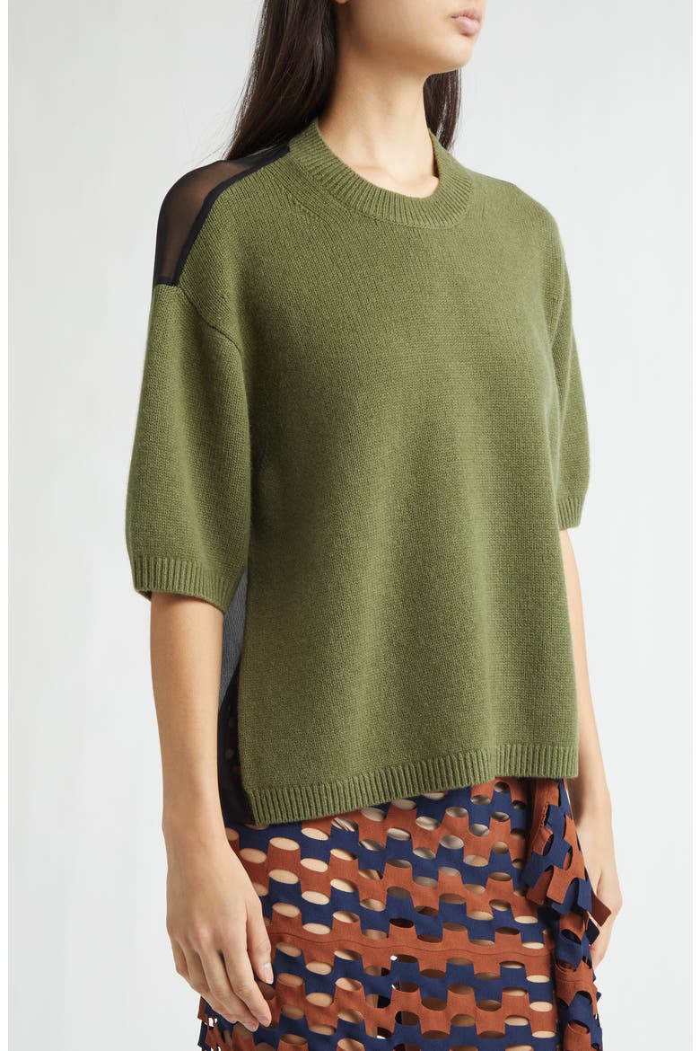 Viola Mixed Media Sweater, Alternate, color, OLIVE