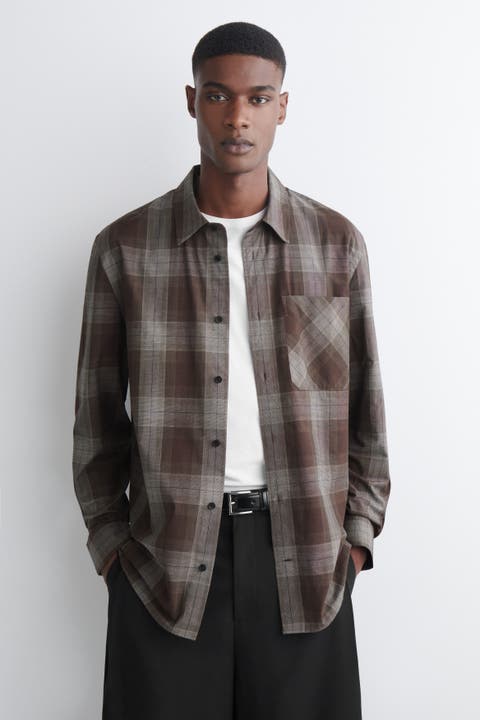 Checked Brushed-Cotton Shirt