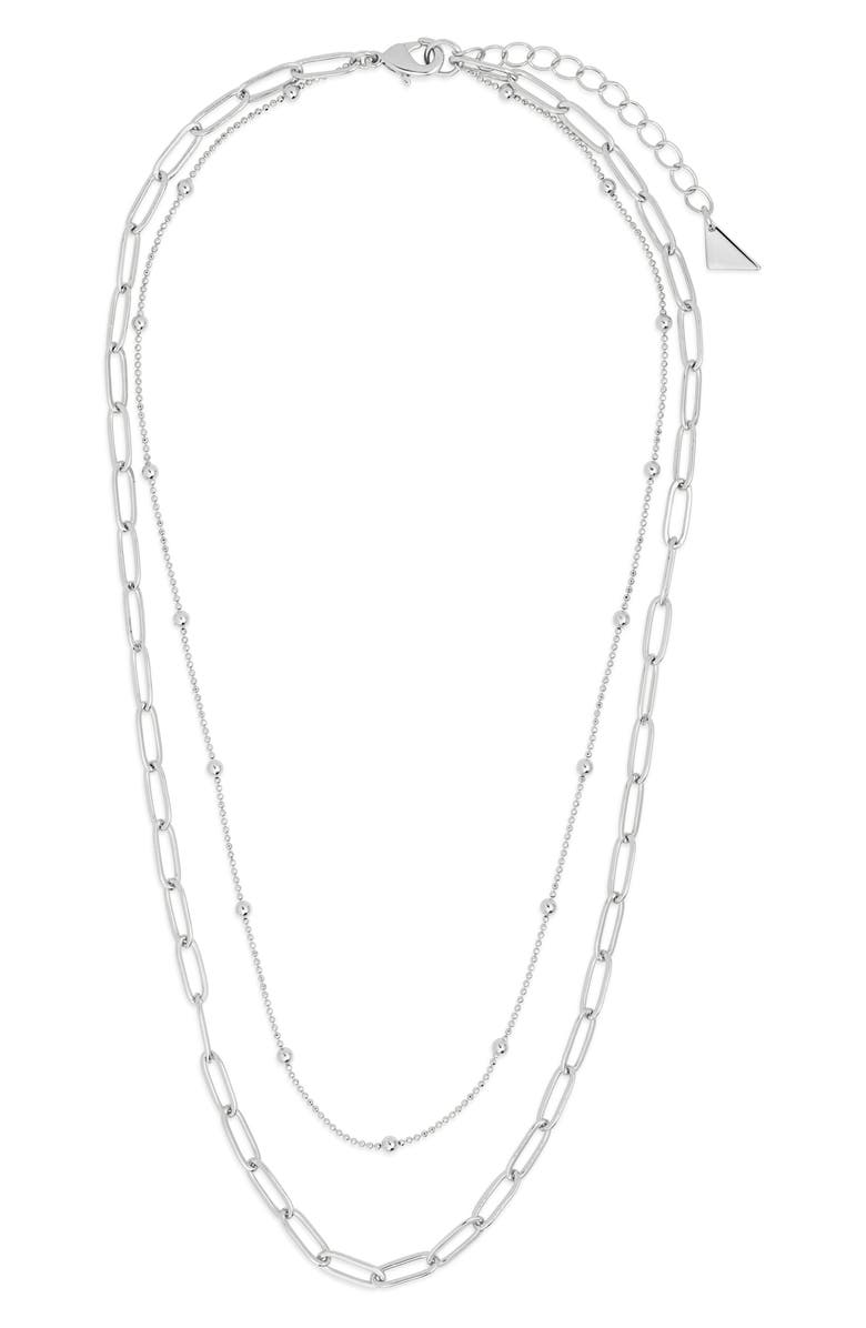 Sterling Forever Leah Layered Chain Necklace, Main, color, Silver