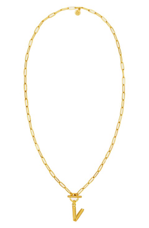 Paper Clip Initial Toggle Necklace