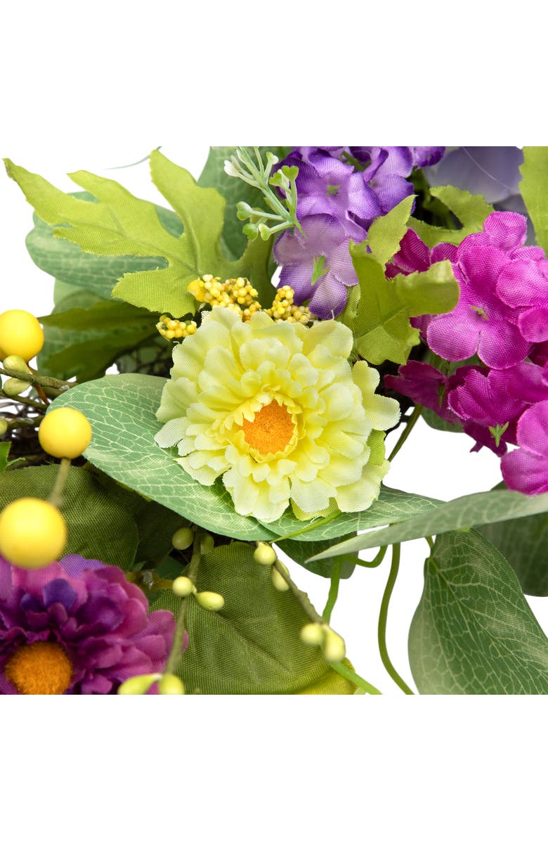 Northlight Eucalyptus and Hydrangea Artificial Spring Floral Wreath - 24" - Purple, Alternate, color, Purple