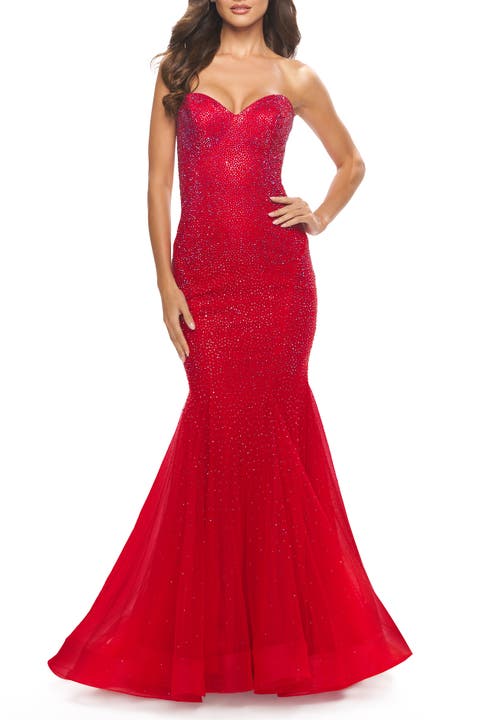 Rhinestone Mermaid Prom Dress with Sweetheart Neckline