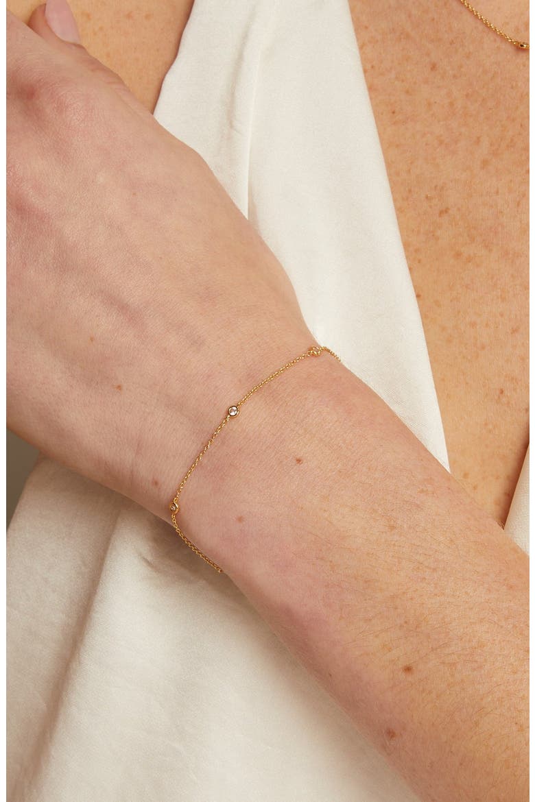 Lab Grown White Sapphire Station Bracelet, Alternate, color, Yellow Gold Vermeil