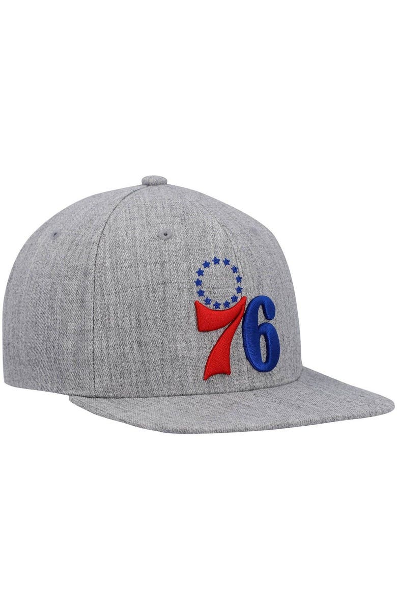Mitchell & Ness Men's Mitchell & Ness Heathered Gray Philadelphia 76ers 2.0 Snapback Hat, Alternate, color, 