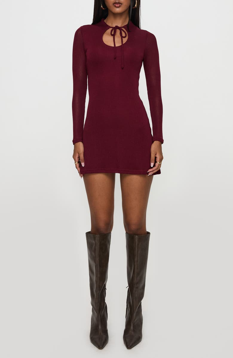 Princess Polly Primavera Long Sleeve Rib Body-Con Minidress, Main, color, 