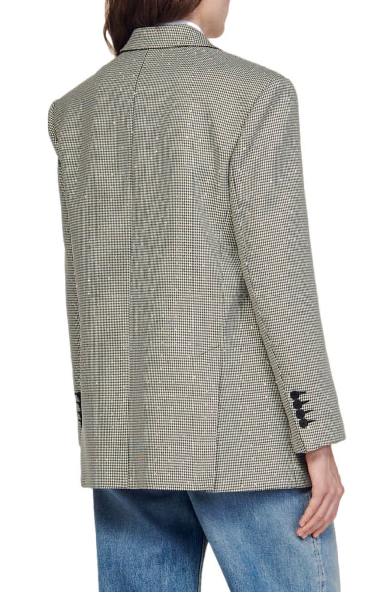 SANDRO Toinu Crystal Detail Houndstooth Check Blazer, Alternate, color, 
