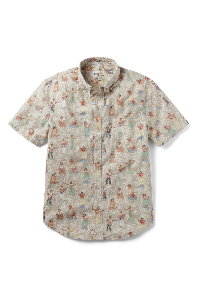 Reyn Spooner Hula Nodders Tailored Fit Short Sleeve Button-Down Shirt, Main, color, 