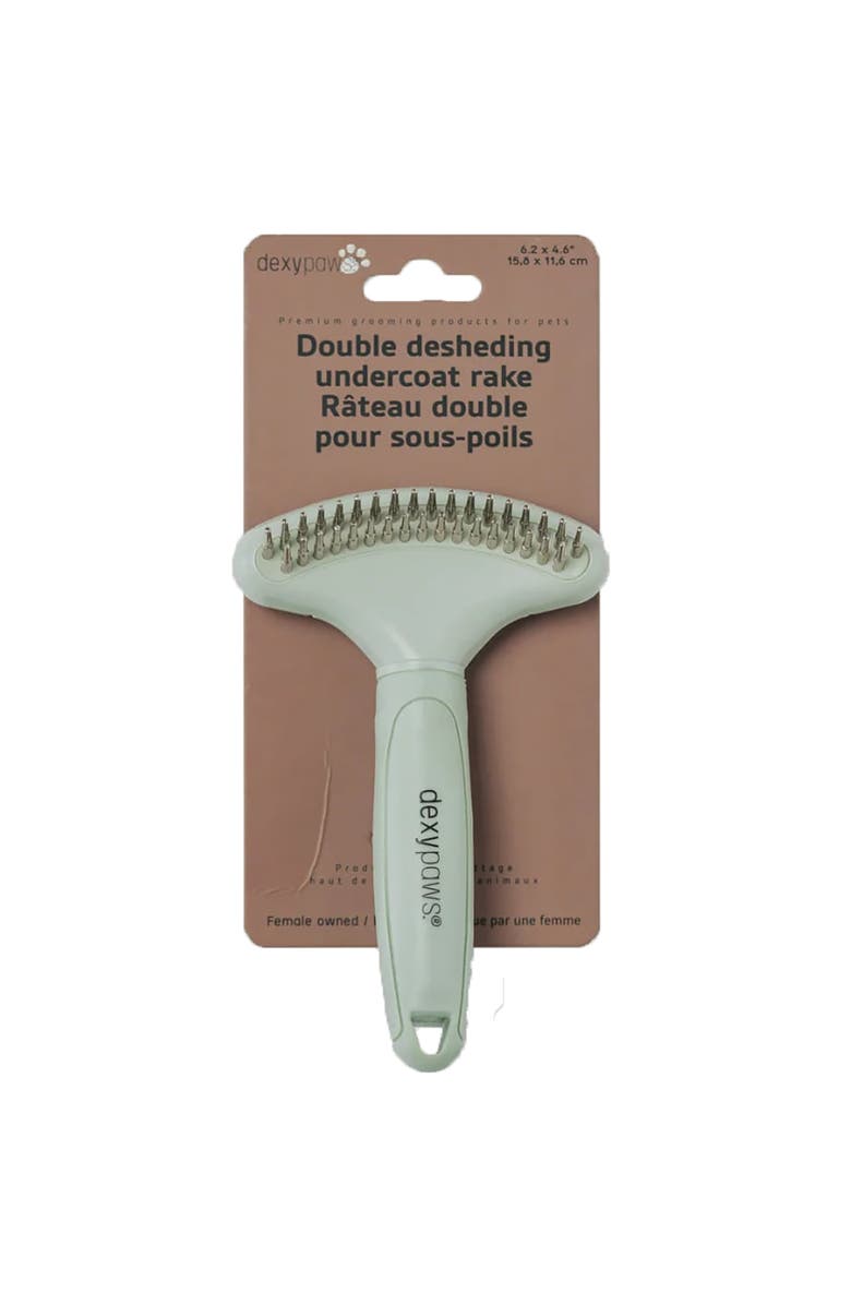 Dexypaws Pet Double Deshedding Undercoat Rake, Sage Green, Grooming Tool, Main, color, Green