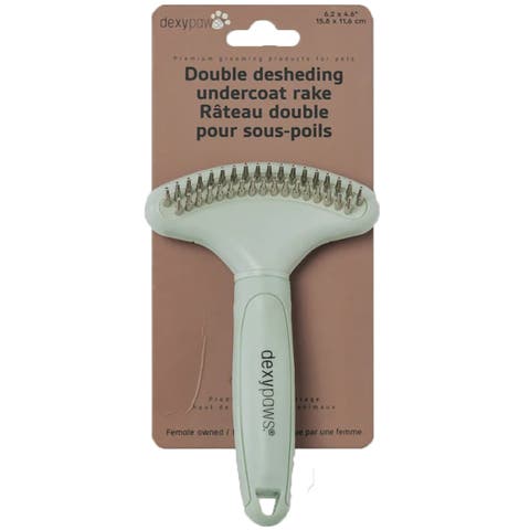 Pet Double Deshedding Undercoat Rake, Sage Green, Grooming Tool
