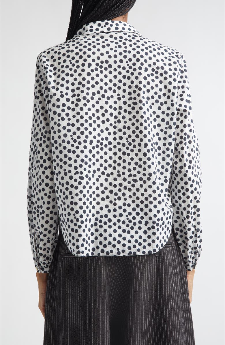 R13 Polka Dot Ruffle Trim Button-Up Shirt, Alternate, color, White With All Over Polka Dot