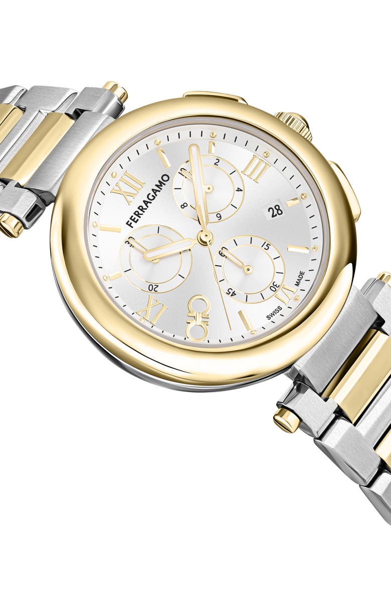 FERRAGAMO Legacy Chronograph Bracelet Watch, 40mm, Alternate, color, Two Tone