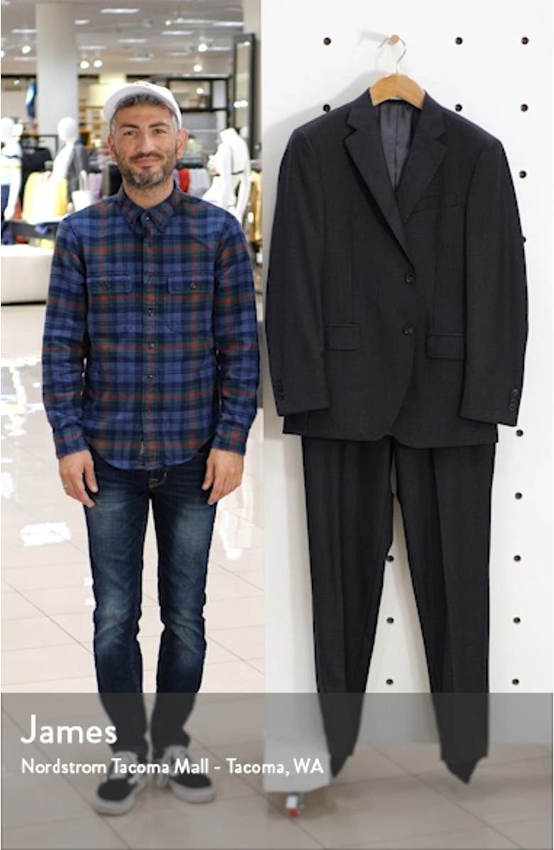 Flynn Classic Fit Plaid Wool Suit, sales video thumbnail