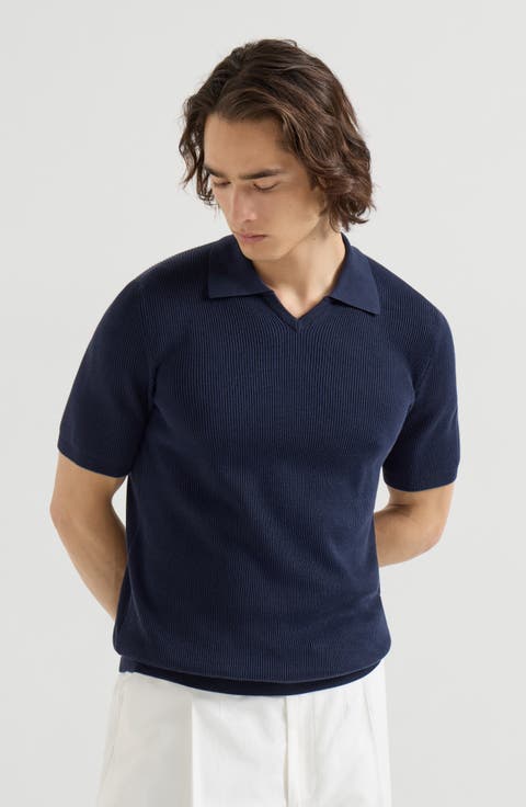 Cotton English rib knit polo