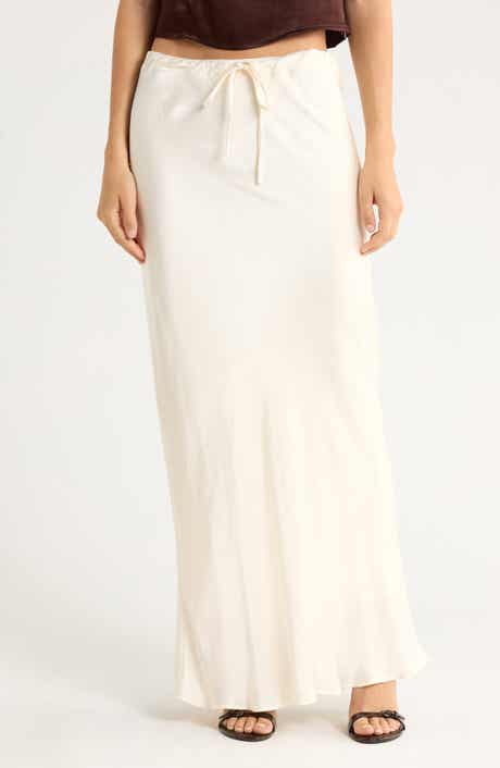 WAYF Drawstring Satin Skirt