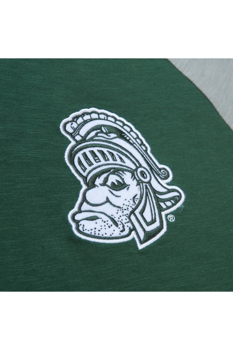 Men's Mitchell & Ness Green Michigan State Spartans Legendary Slub Raglan Long Sleeve T-Shirt, Alternate, color, Green