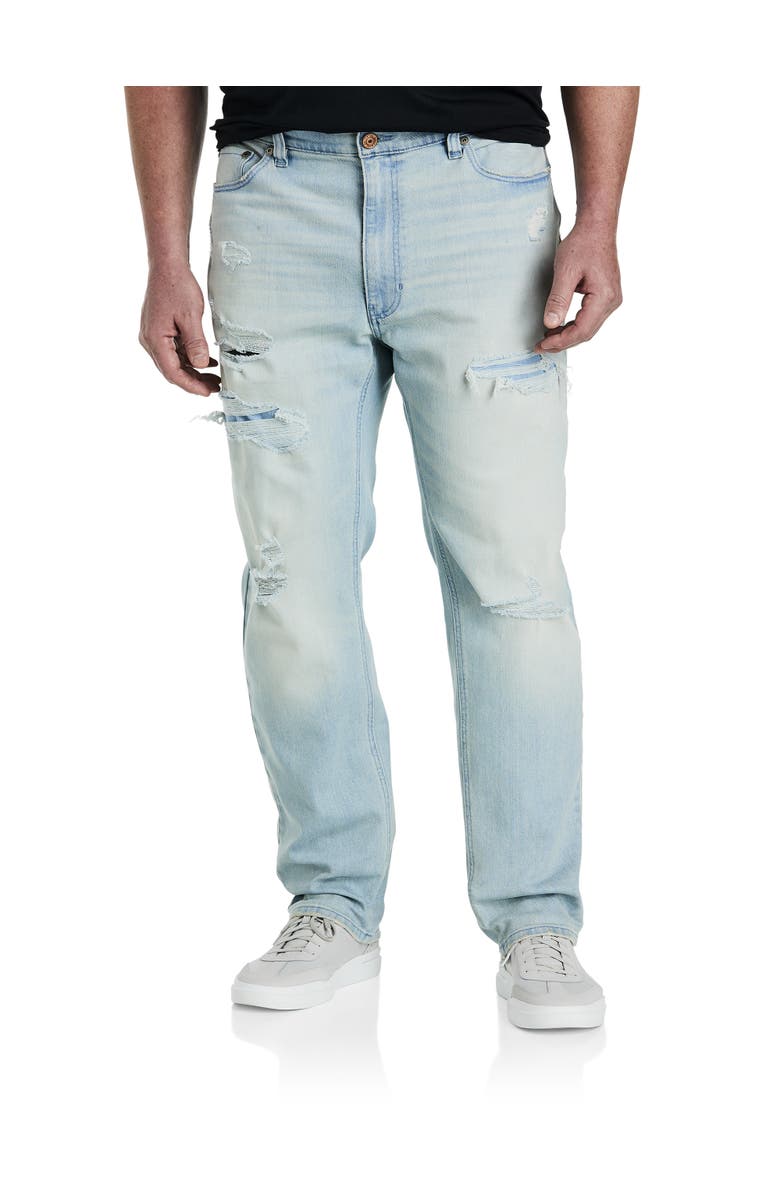 True Nation by DXL Big & Tall Lights Out Rip and Repair Taoered-Fit Jeans, Main, color, Lights Out