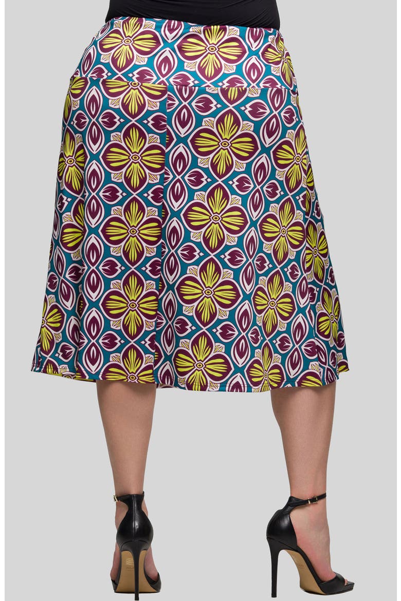 Geo Print Elastic Waist Midi Skirt, Alternate, color, YELLOW MULTI