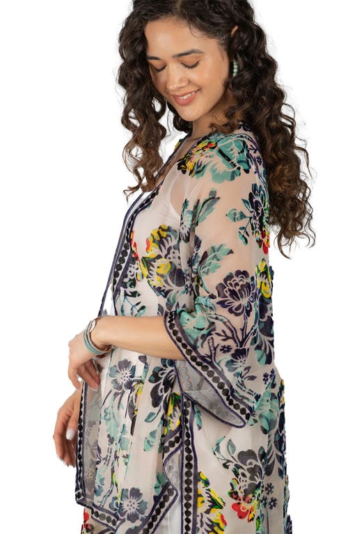 Saachi Velvet Floral Ruana In Multi