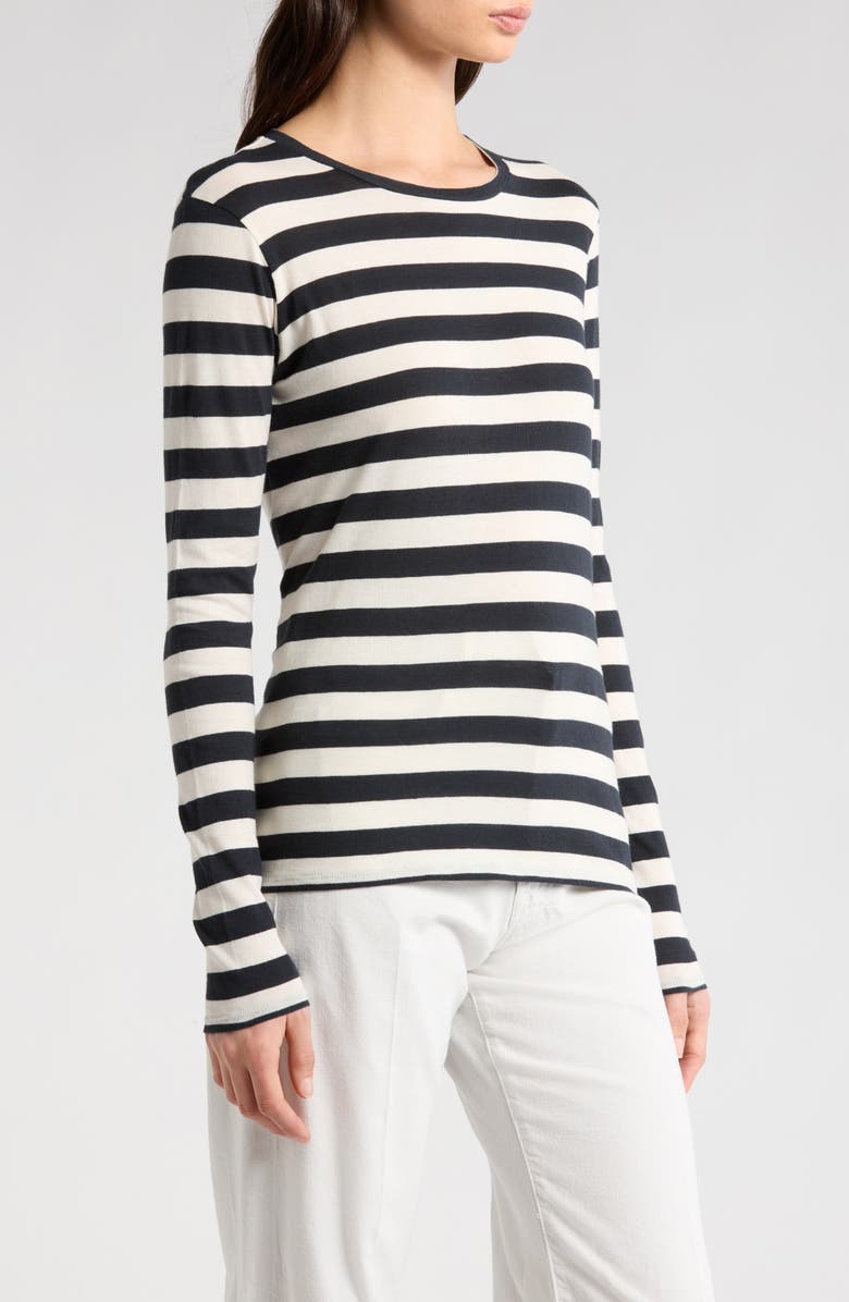 Nili Lotan Stripe Long Sleeve Cotton T-Shirt, Alternate, color,