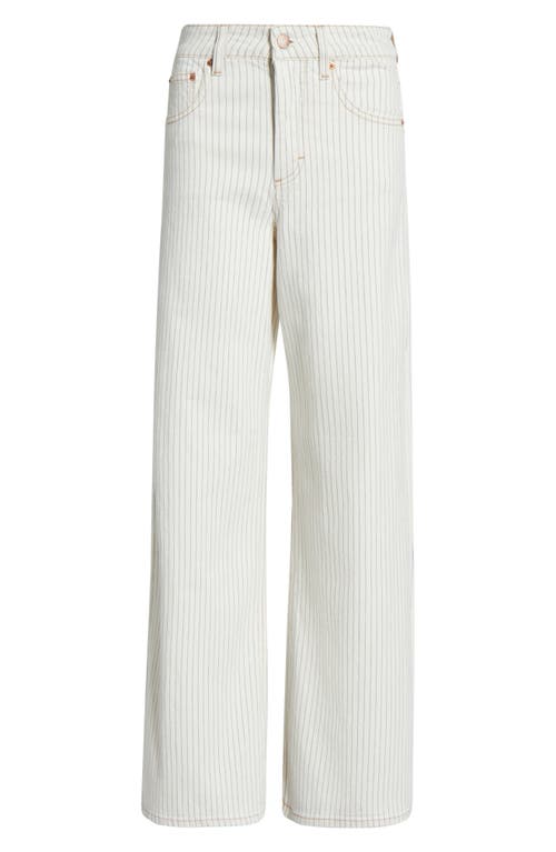 Marine Layer Charlie Pinstripe Wide Leg Jeans In White