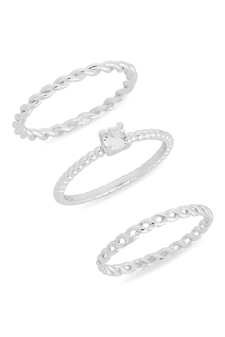 3-Pack Assorted Rings, Main, color, CLEAR- SILVER
