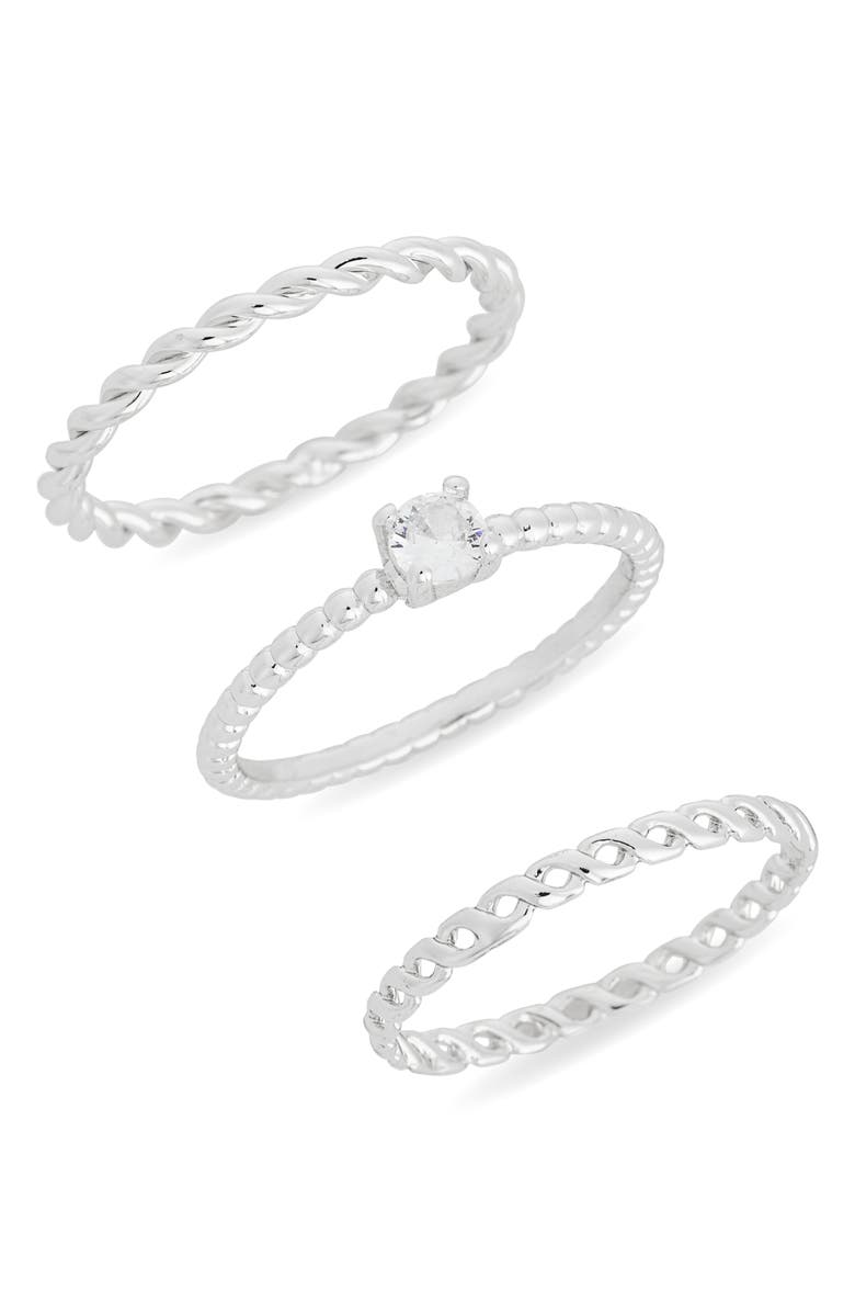 NORDSTROM RACK 3-Pack Assorted Rings, Main, color, Clear- Silver