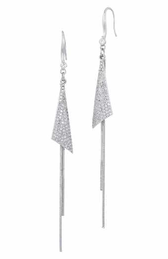 Pavé Cubic Zirconia Tassel Drop Earrings