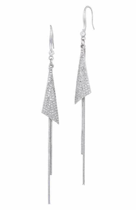 SAVVY CIE JEWELS Pavé Cubic Zirconia Tassel Drop Earrings
