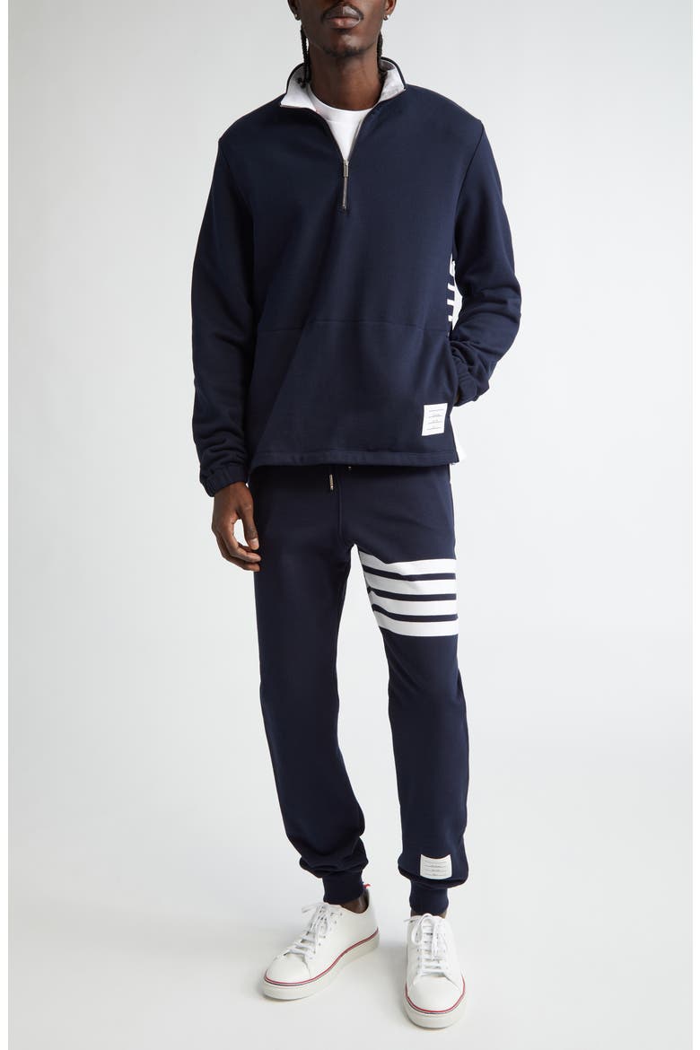 4-Bar Stripe Funnel Neck Half Zip Sweatshirt, Alternate, color, 415 NAVY