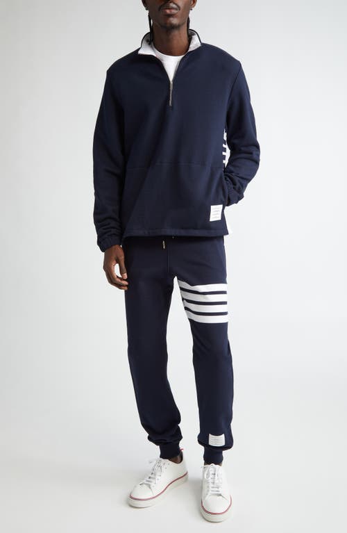 Thom Browne 4-bar Stripe Funnel Neck Half Zip Sweatshirt In Navy