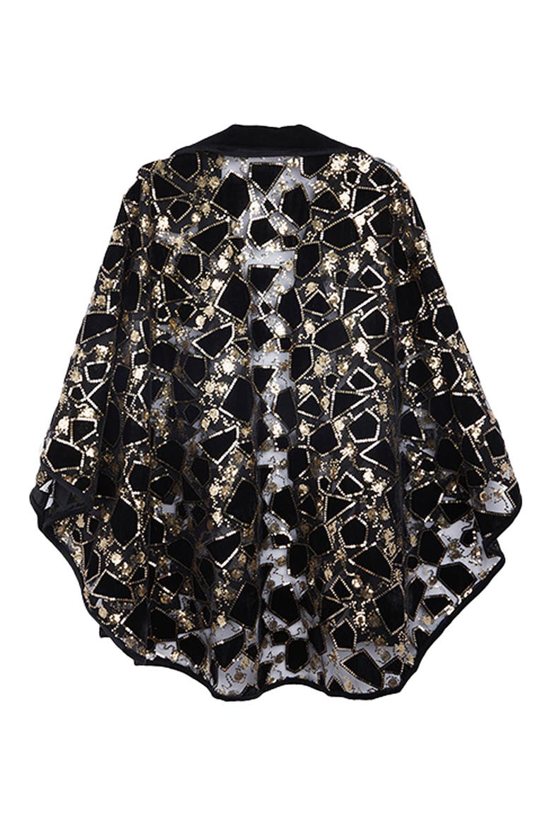 Sequin Velvet Cape, Alternate, color, BLACK